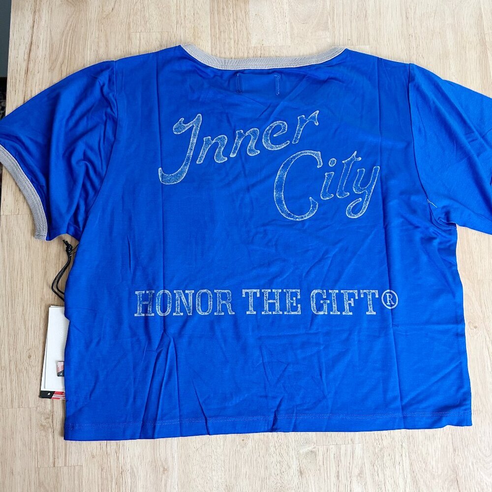 NWT Honor the Gift Crop Pocket Tee T-Shirt Royal Blue Los Angeles XL
